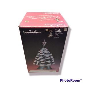 vtg inspirations trim ‘n glo lighted ceramic christmas tree ~ ctl20 in box works